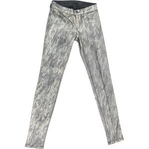 J Brand Black Golden Snake Print Stretch Super Skinny Legging Jeans 24